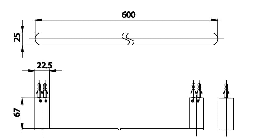 Bản vẽ Thanh treo khăn COTTO CT0285#BL(HM)