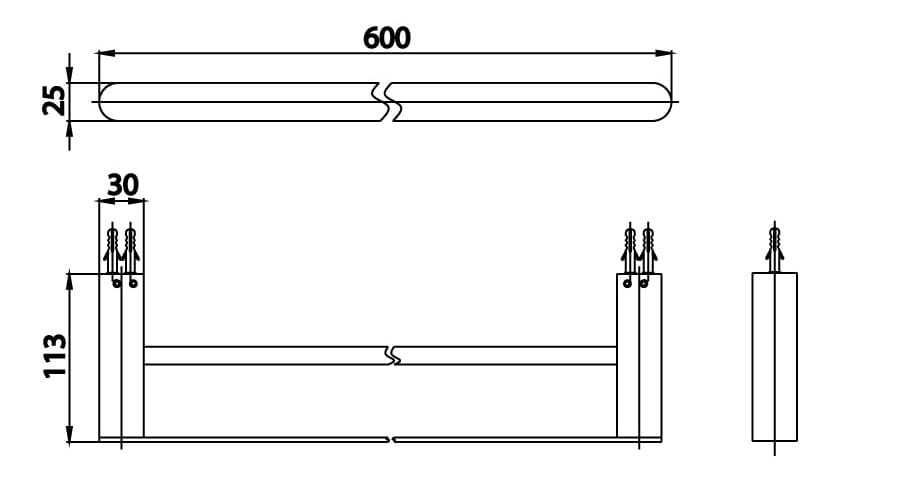 Bản vẽ Thanh treo khăn COTTO CT0286#BL(HM)