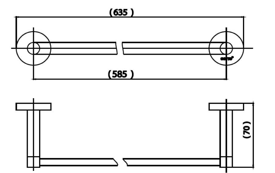 Bản vẽ kỹ thuật Thanh treo khăn COTTO CT0295#SA(HM)