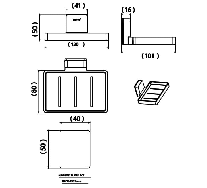 Bản vẽ Khay đựng xà phòng COTTO CT0314(HM)
