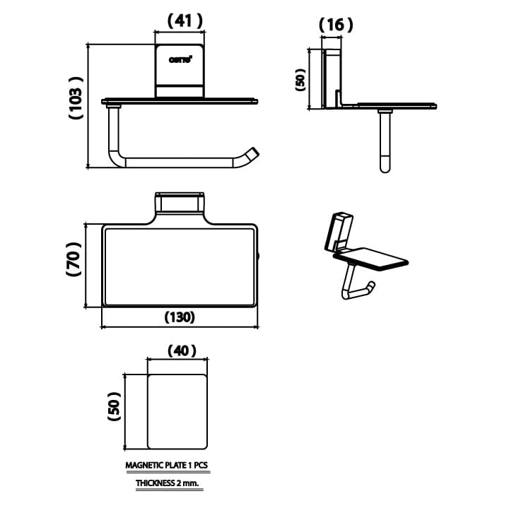 Bản vẽ Móc giấy vệ sinh COTTO CT0315(HM)