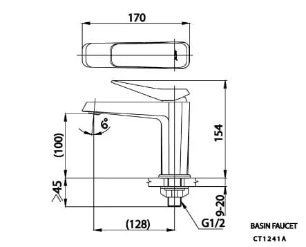 Bản vẽ Vòi rửa mặt lavabo lạnh COTTO CT1241A#BL