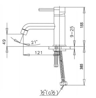 bản vẽ Vòi rửa mặt lavabo lạnh COTTO CT144A