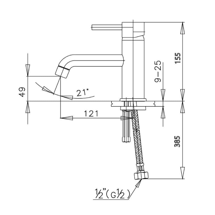 bản vẽ Vòi rửa mặt lavabo lạnh COTTO CT144A