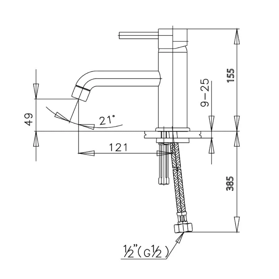 bản vẽ Vòi rửa mặt lavabo lạnh COTTO CT144A