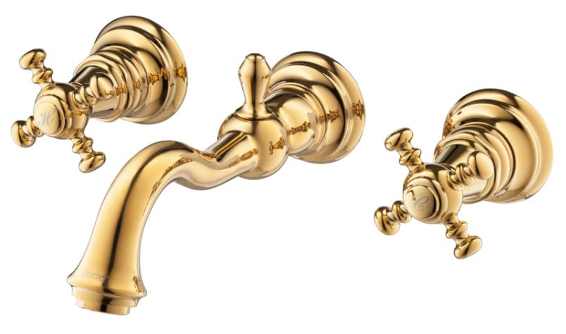 Vòi rửa mặt lavabo nóng lạnh 3 lỗ gắn tường COTTO CT2222C18#GR