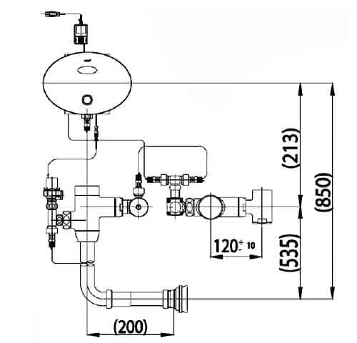 Bản vẽ Van xả tiểu nam âm tường COTTO CT484AC(NL)