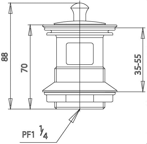 Bản vẽ Rốn chậu lavabo nắp đậy COTTO CT6703(HM)