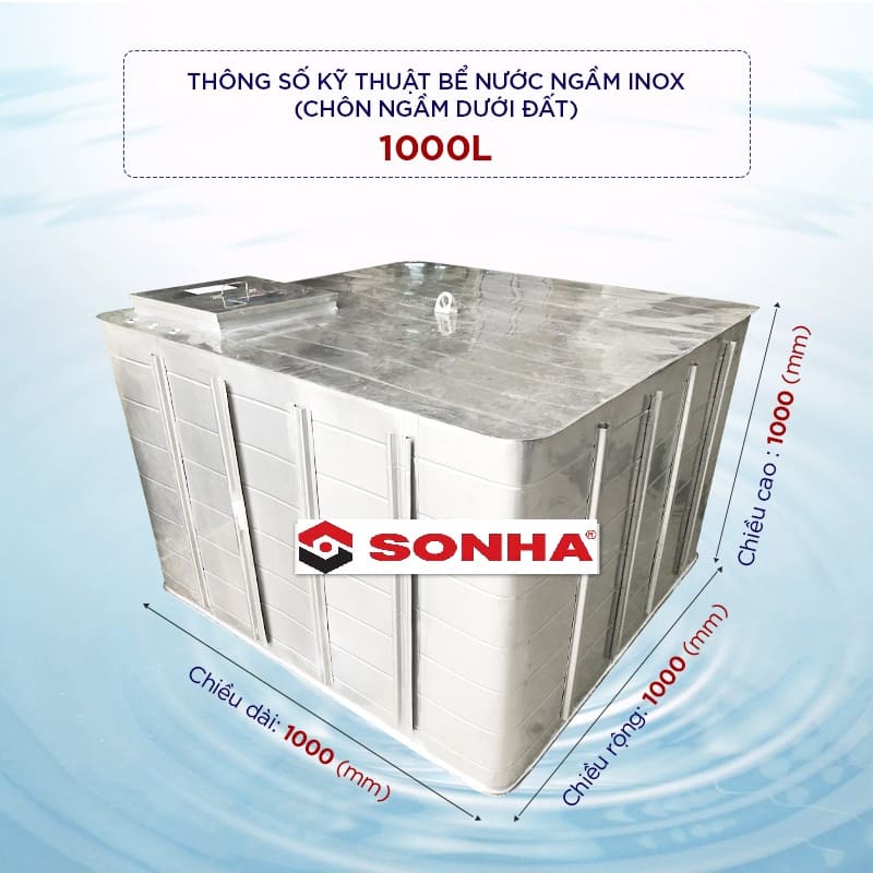 Bể nước inox ngầm Toàn Thắng 1000l