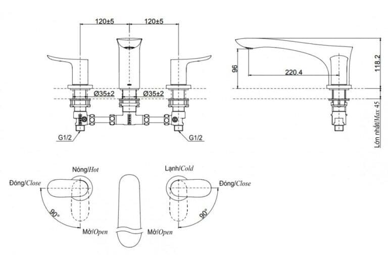 Vòi xả bồn tắm gắn bồn TOTO TBG01201BA