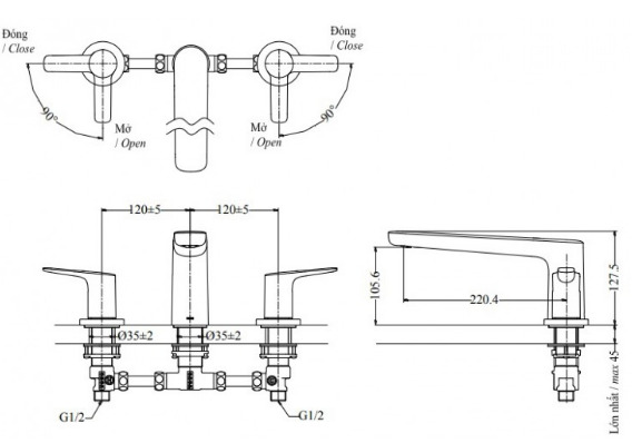 Vòi xả bồn tắm gắn bồn TOTO TBG03201BA