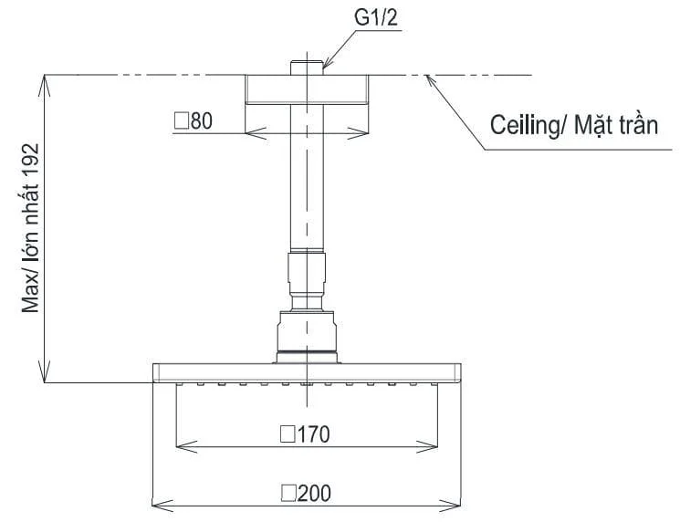 Bản vẽ Bát sen gắn trần TOTO TBW08001A1