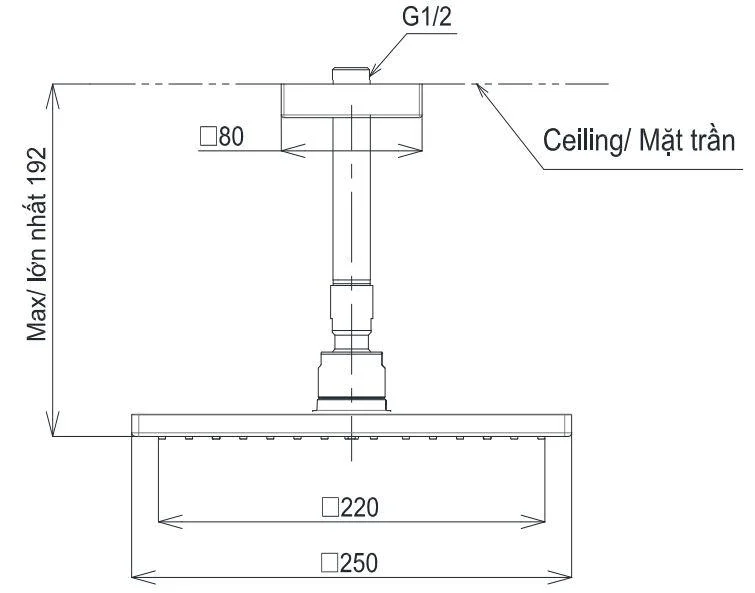 Bản vẽ Bát sen gắn trần TOTO TBW08002A1