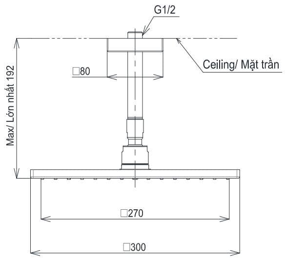 Bản vẽ Bát sen gắn trần TOTO TBW08003A1