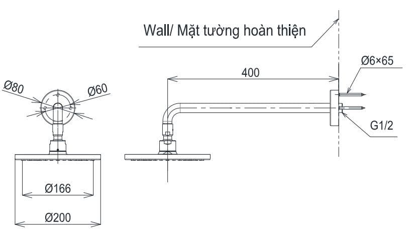 Bản vẽ Bát sen gắn tường TOTO TBW07001A