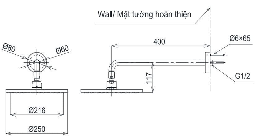 Bản vẽ Bát sen gắn tường TOTO TBW07002A