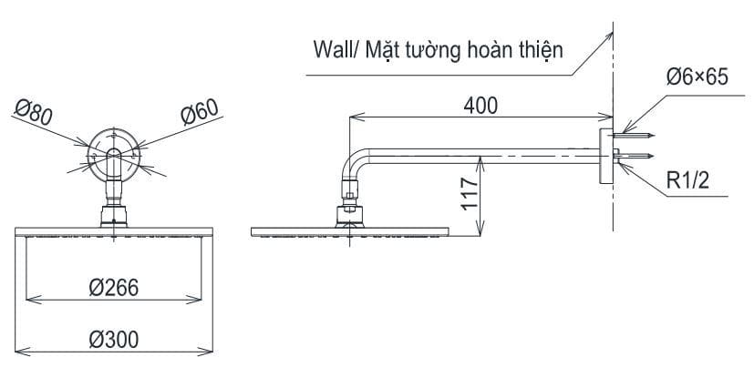 Bản vẽ Bát sen gắn tường TOTO TBW07003A