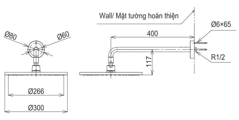 Bản vẽ Bát sen gắn tường TOTO TBW07003A
