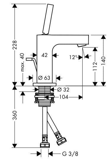 Bản vẽ vòi nước bồn rửa Axor Citterio 39010260