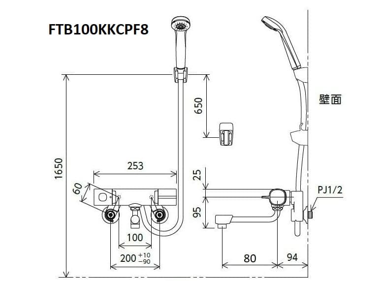 Bản vẽ kỹ thuật sen tắm KVK FTB100KKCPF8