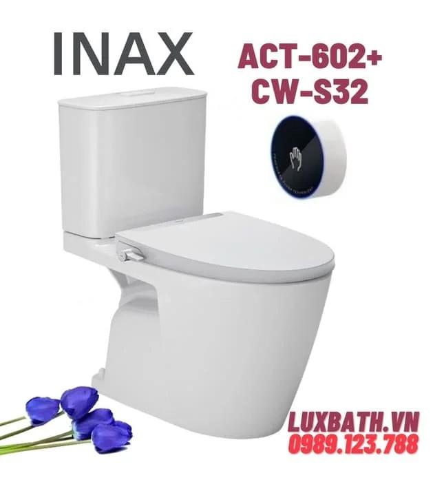 Bồn cầu 2 khối tự động nắp rửa cơ Inax ACT-602+CW-S32VN