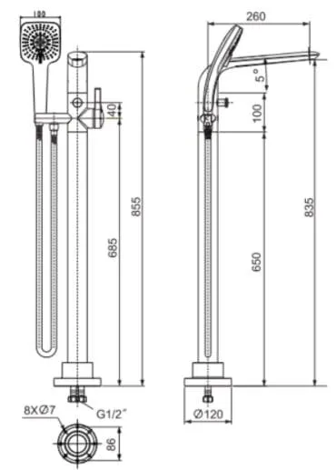 Vòi xả bồn tắm đặt sàn nóng lạnh American Standard WF-6816 
