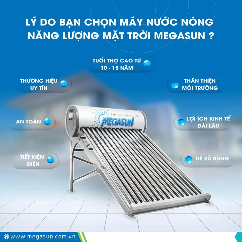 Máy Nước Nóng Năng lượng Mặt Trời Megasun 1812KSS 120L
