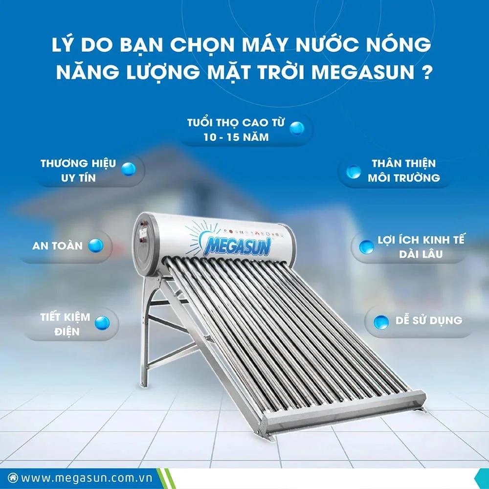 Máy Nước Nóng Năng lượng Mặt Trời Megasun 1812KSS 120L