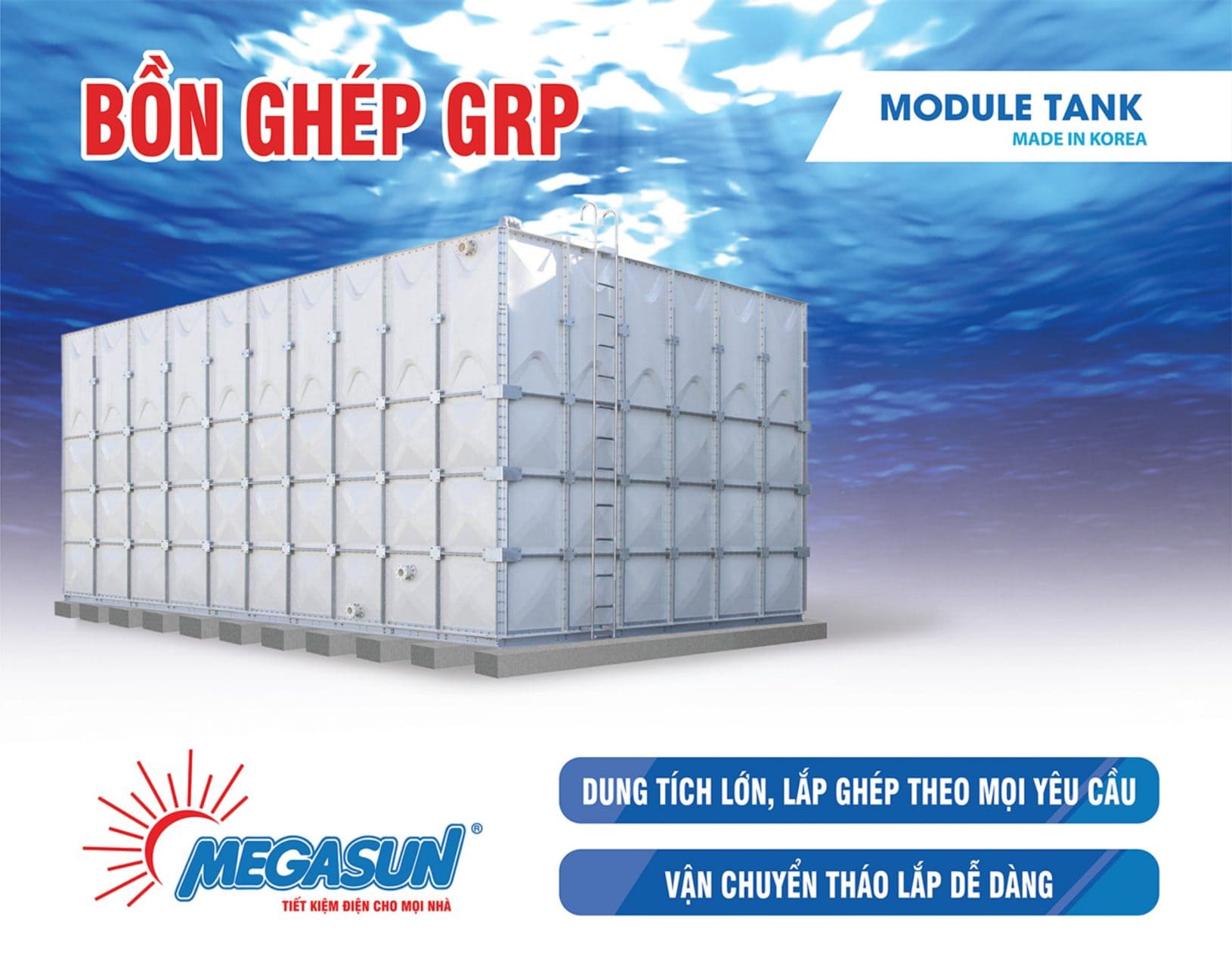 Bồn Nước Lắp Ghép Megasun GRP 1500L