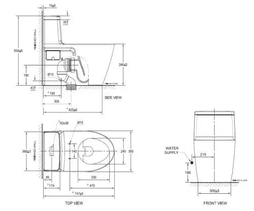 Bản vẽ Bồn Cầu 1 Khối Nhập Khẩu Đức Grohe 115609