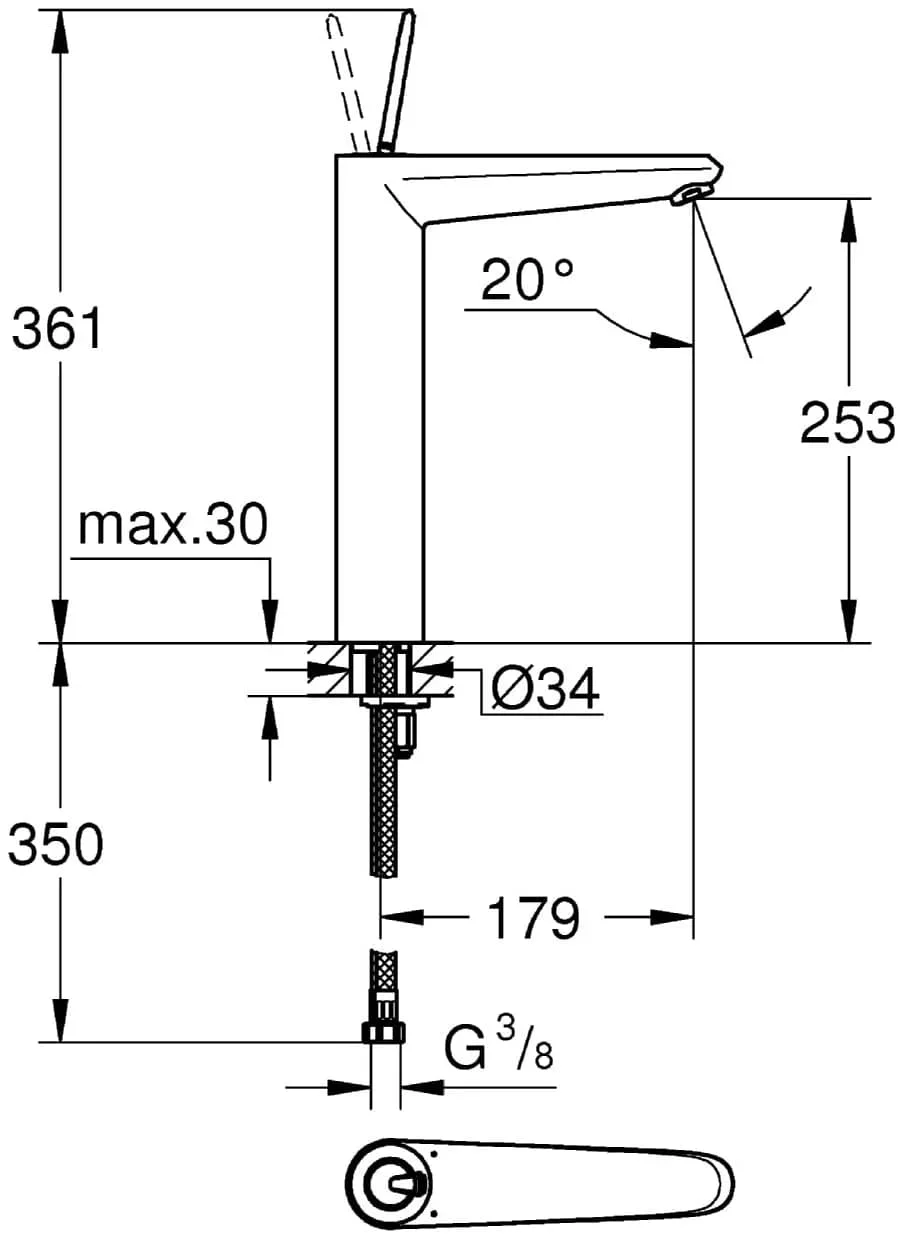 Bản vẽ kỹ thuật vòi rửa mặt GROHE Đức 23432000