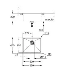 Bản vẽ Chậu Rửa Bát 1 Hố Nhập Khẩu Đức Grohe 31574AL1
