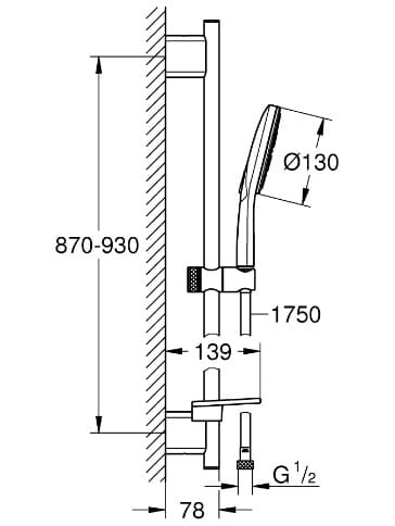 Tay Sen Tắm Kèm Thanh Trượt Nhập Khẩu Đức Grohe 26579LS0
