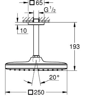 Bản vẽ Bát Sen Tắm Gắn Trần Đức Grohe 26683000