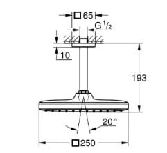 Bản vẽ Bát Sen Tắm Gắn Trần Đức Grohe 26688000