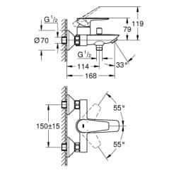 Bản vẽ Củ Sen Tắm Nóng Lạnh Đức Grohe 23605001