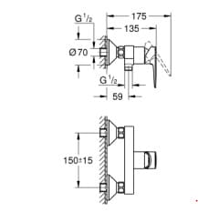Bản vẽ Củ Sen Tắm Nóng Lạnh Đức Grohe 23636001