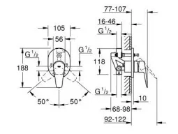 Bản vẽ Mặt Nạ Sen Âm Tường Đức Grohe 29039001