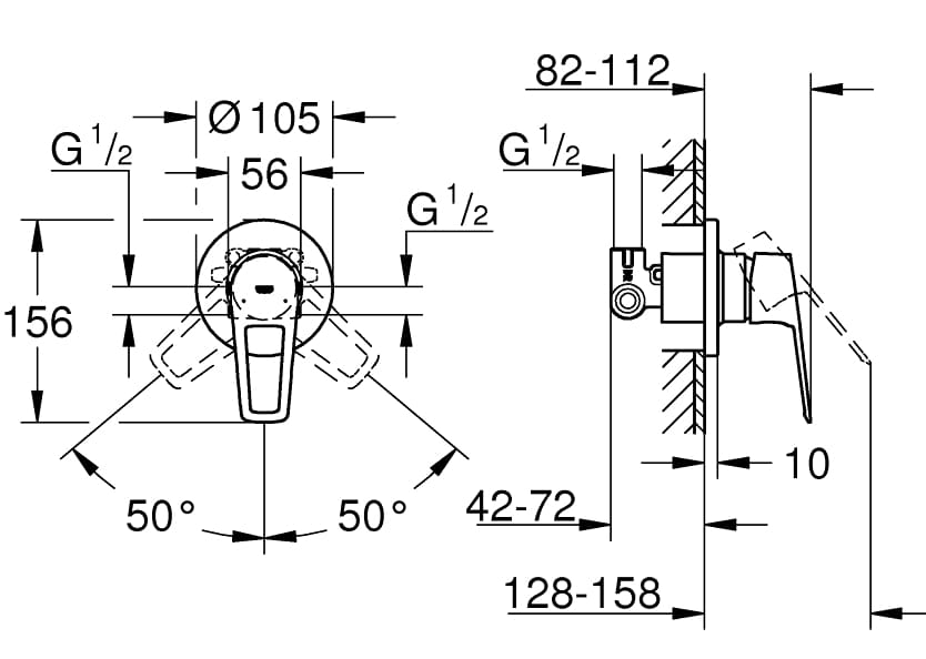 Bản vẽ Mặt Nạ Sen Âm Tường Đức Grohe 29042001
