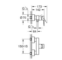 Bản vẽ Củ Sen Tắm Nóng Lạnh Đức Grohe 33865001