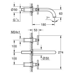 Vòi Chậu Lavabo Nóng Lạnh Gắn Tường Đức Grohe 20164DA3