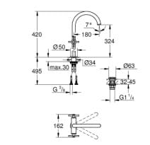 Vòi Chậu Lavabo Nóng Lạnh 1 Lỗ Đức Grohe 21044DL3