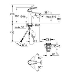 Vòi Chậu Lavabo Nóng Lạnh 1 Lỗ Đức Grohe 23976003