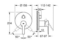 Bản vẽ Mặt Nạ Sen Âm Tường Đức Grohe 24095001
