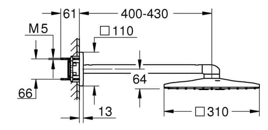 Bản vẽ Bát Sen Tắm Gắn Tường Đức Grohe 26479000