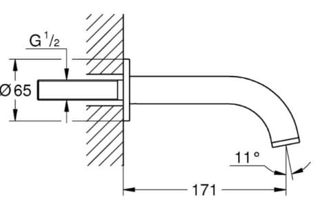 Bản vẽ Vòi Nước Gắn Tường Đức Grohe 13139AL3