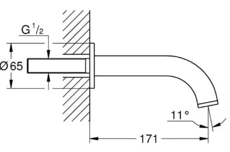 Bản vẽ Vòi Nước Gắn Tường Đức Grohe 13139AL3