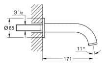Bản vẽ Vòi Nước Gắn Tường Đức Grohe 13139DA3