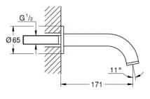 Bản vẽ Vòi Nước Gắn Tường Đức Grohe 13139DA3
