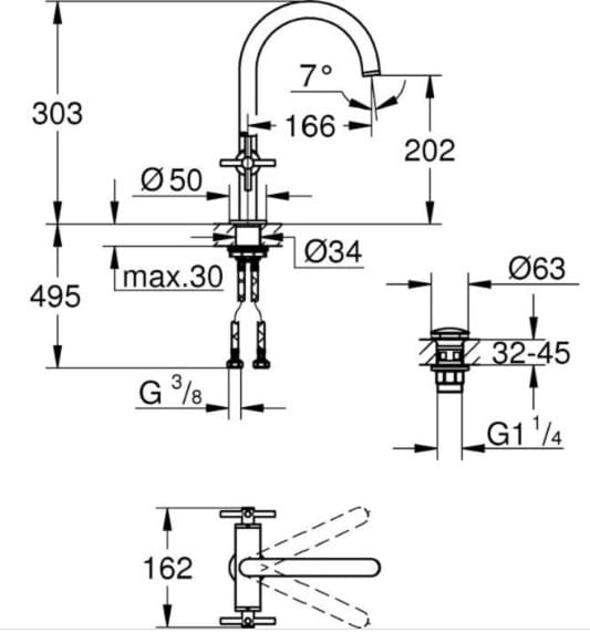 Vòi Chậu Lavabo Nóng Lạnh 1 Lỗ Đức Grohe 21019GL3